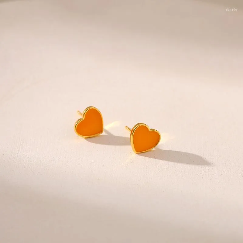 Hoop Earrings Copper Plated 18K Gold Korean Heart-shaped Small Cute Design Women Fashion Trend Wedding Party Jewelry