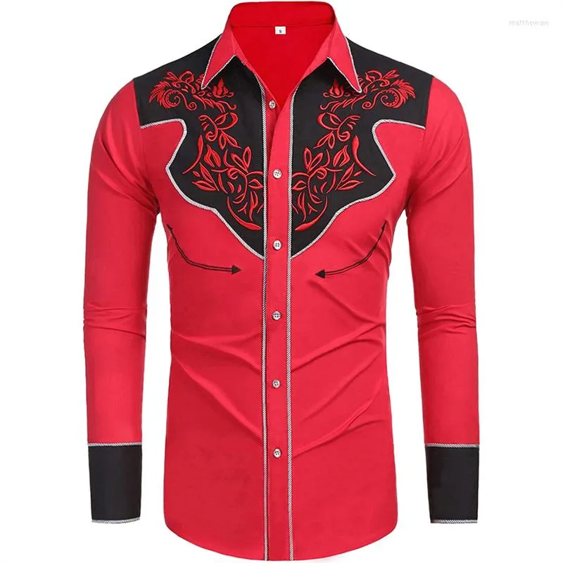 Hommes chemises décontractées Western Tribal Ethnique Style revers hommes sport en plein air rue à manches longues bouton costume vêtements 2023