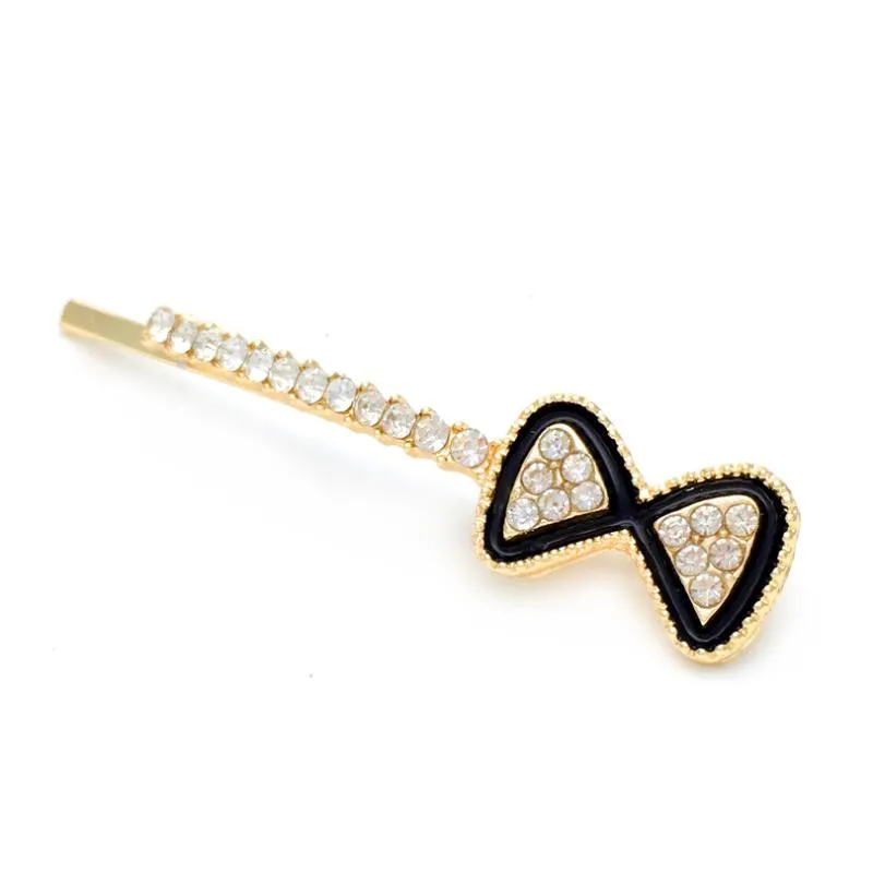 Hair Clips & Barrettes 1pcs Pretty Black Drip Oil Bow Tie Crystal Hairgrips Women's Clip Jewelry Rhinestone Accessories Hairpin