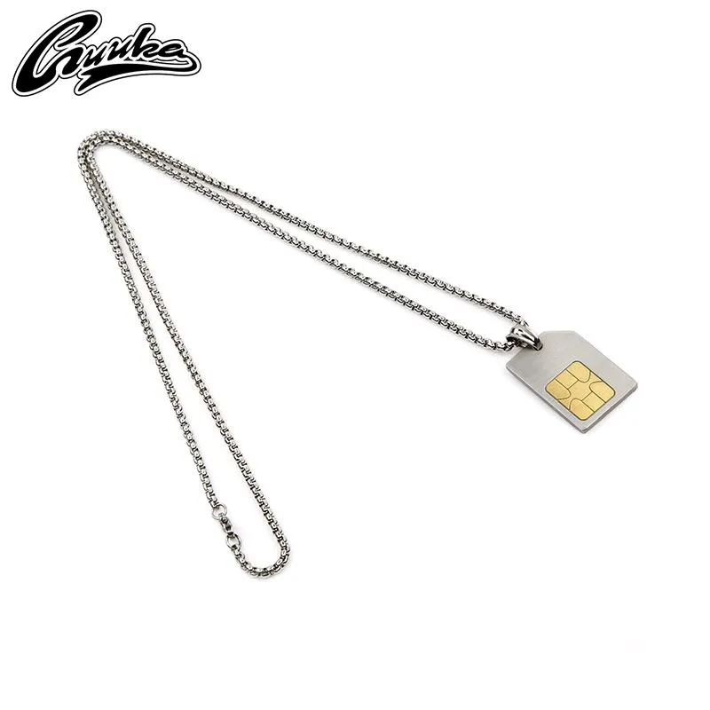 Pendentif Colliers GUUKA Chaopai Carte SIM Téléphone Collier En Acier Titane Zhou Jiuliang Avec Hip Hop Personnalité Amusant