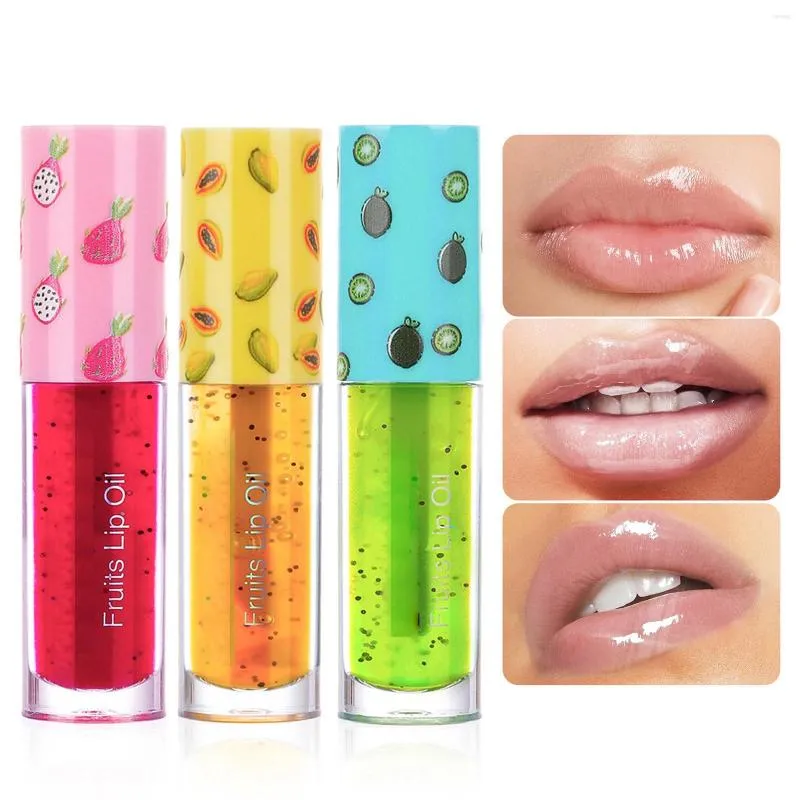 Brillant à lèvres brillants teintés produits de compteur de beauté série de fruits pour bébé verre à huile hydratant ventouses transparentes