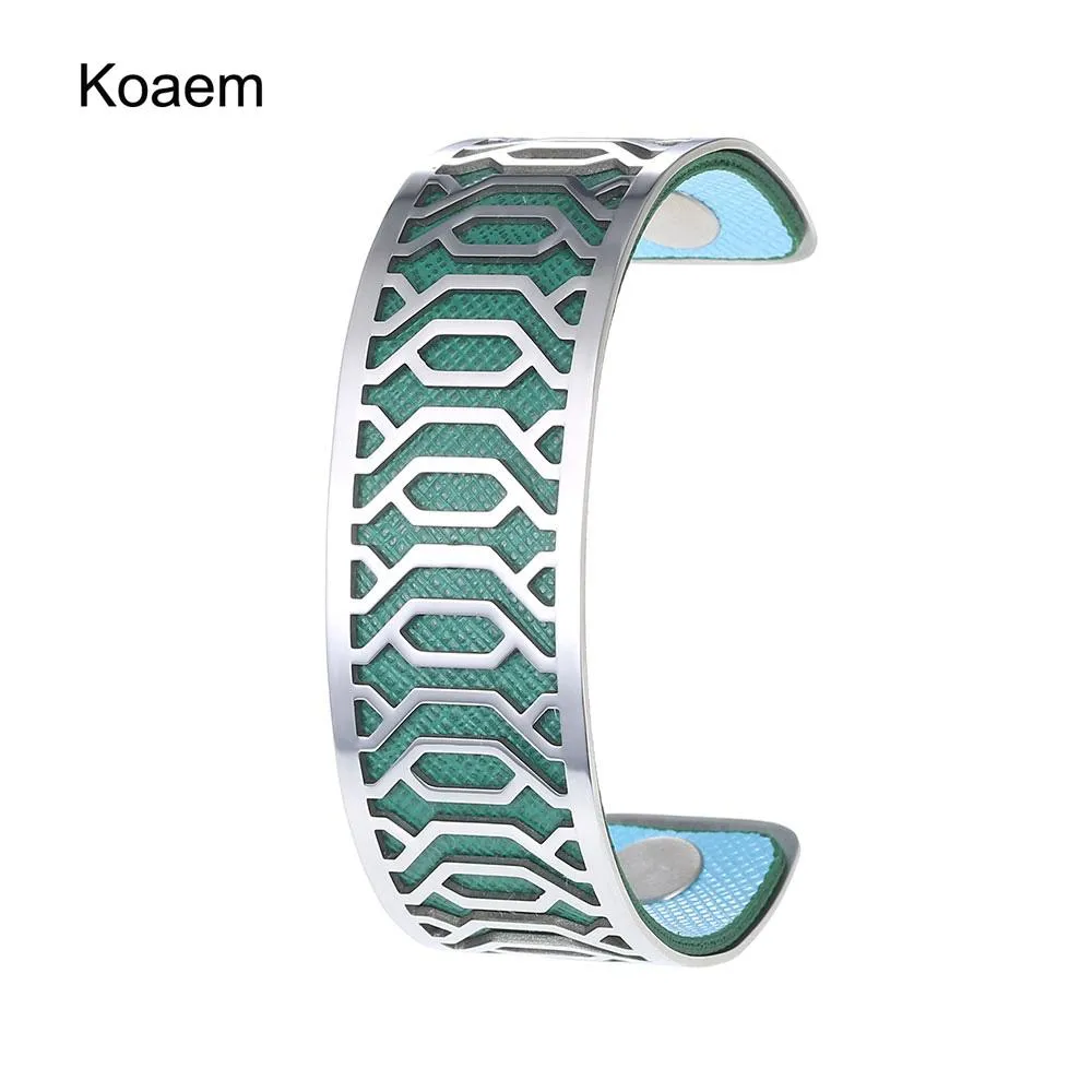 Armreifen Cremo Armband Armreifen für Frauen mit blumenförmigem wendbarem Leder-Manschettenarmband Gros-Armband Femme Bigoux 2020