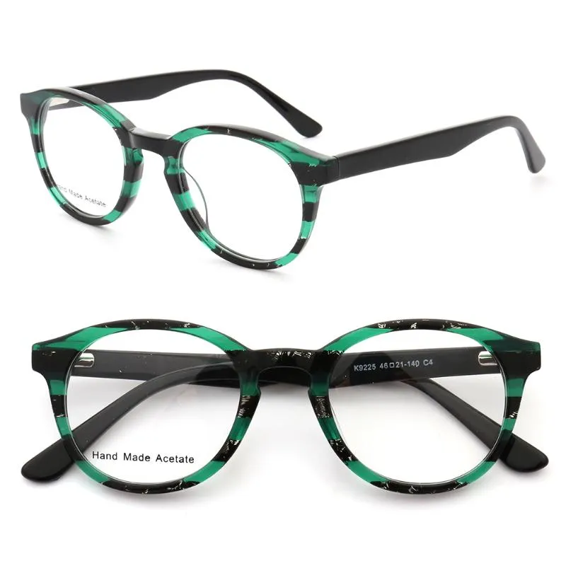 نظارة شمسية إطارات الموضة نساء جولة النظارات البصرية الرجال خفيفة الوزن أسيتات إطار نظارات مخطط وصفة طبية نظارات خضراء