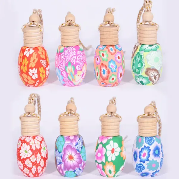 Hanging Rope Polymer Clay Empty Bottles 15ML  Oil Perfume Car Decoration Mix Colors Car Diffuser Bottles