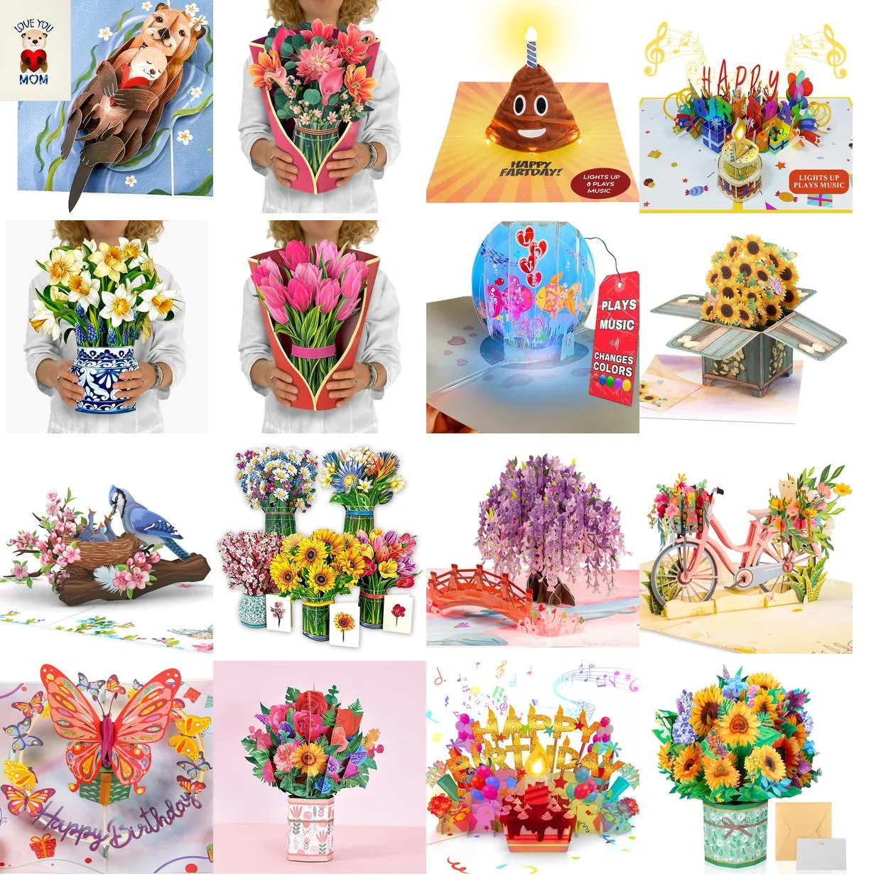 Cartões de felicitações ficam bem em breve POPEL 3D PAPER FLORES Bouquet Girassol Popup Popup Parabéns Presentes para mulheres Melhor amigo Amlth Amlth