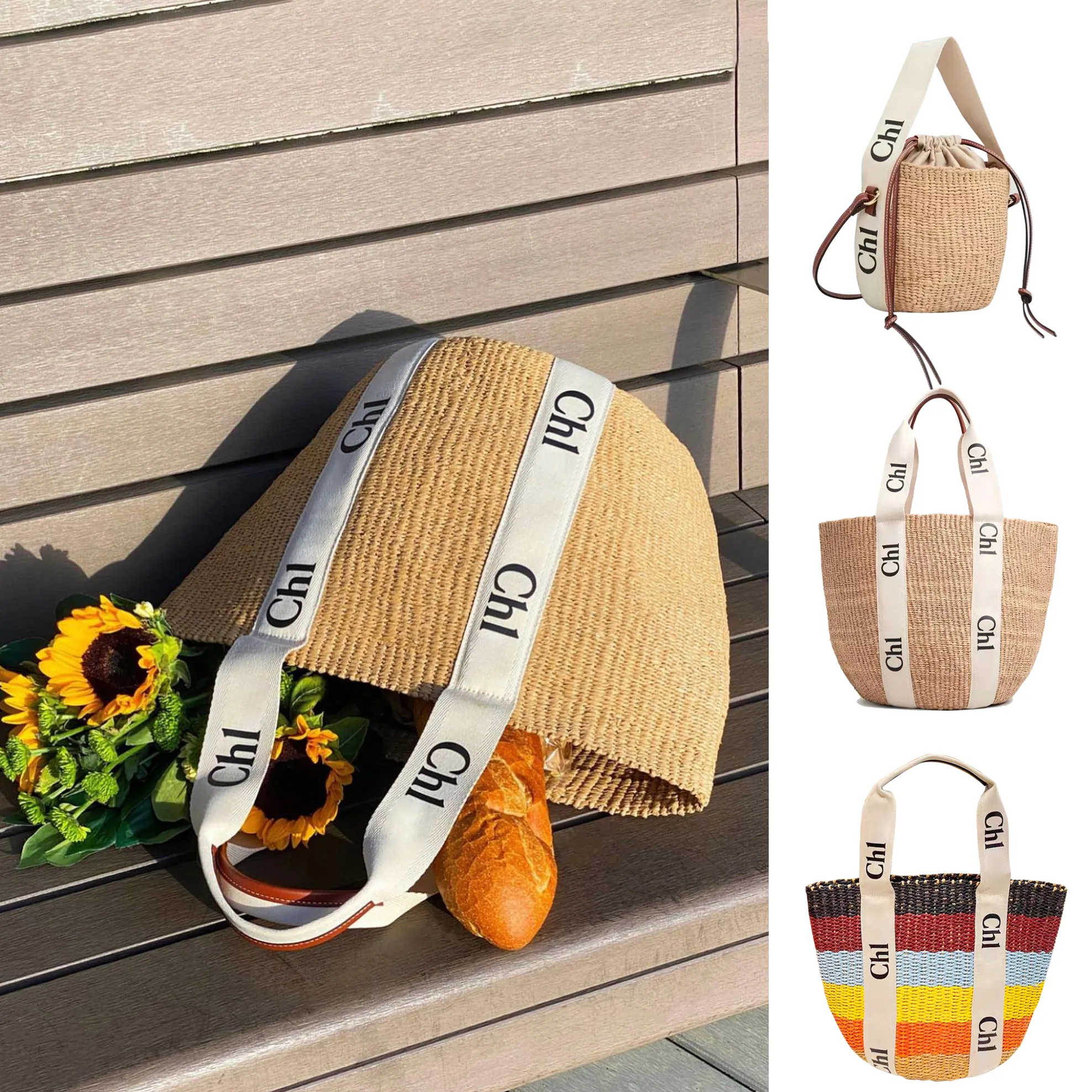 Woody Straw Raffia's reizen Strandmand tassen Dames heren Designer portemonnee weekend reizen weven Schouder luxe Crossbody handtassen duffle stad klassieke clutch tas