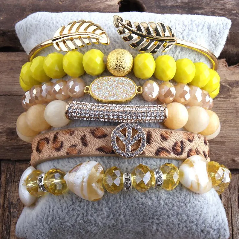 Bracelet RH Mode Boho Bijoux Accessoire Pierre Bracelet Perlé 5pc Pile Bracelet Bracelet Ensemble Pour La Paix Bohème Bijoux Cadeau