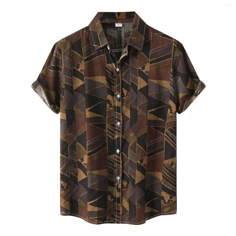 Polos męski 2023 Mężczyzn Koszulka etniczna Letnie krótkie rękawy Retro Vintage Streetwear Lose Button Casual Shirts Bluzka Top Chemise Homme
