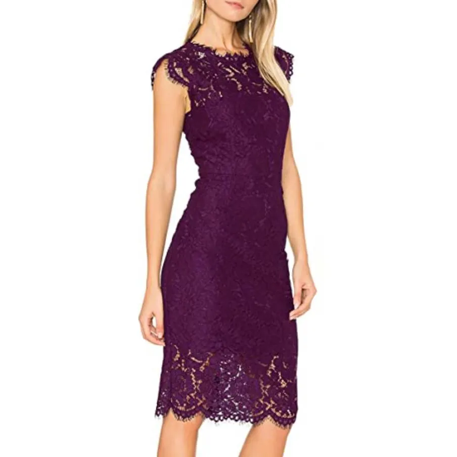 knee length purple lace dress Purple Floral Lace Knee-Length Cocktail Dress" Available to order in custom measurements/design! @LittleLalaBoutique Material: Satin, Lace Hem: Knee-Length Back details: Zipper Neckline: Sweetheart Shop now at our boutique website