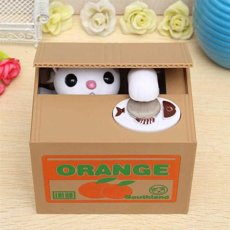 Nya figurer Cat Panda Piggy Bank Coin Box Deposit Saving Money Safe Box Electronic Cash Safety Deposit Box Children Birthday Christmas Gifts G230523