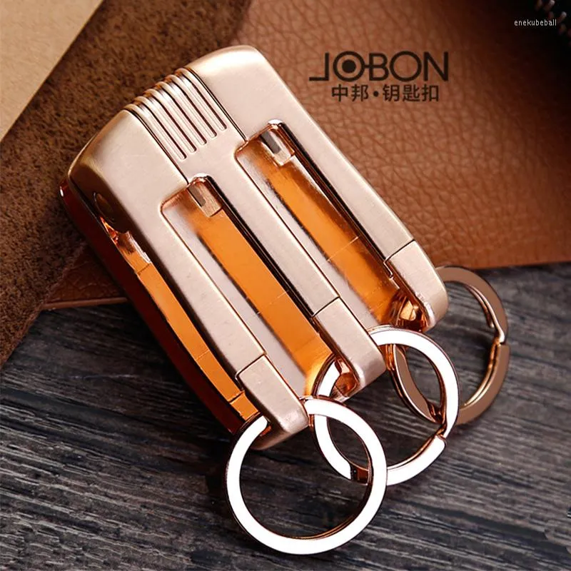 Keychains Jobon Classic Belt Keychain Durable Car Key Chain Luxury Buckle For Ring Holder 3 Hooks Accessories Gift Couple