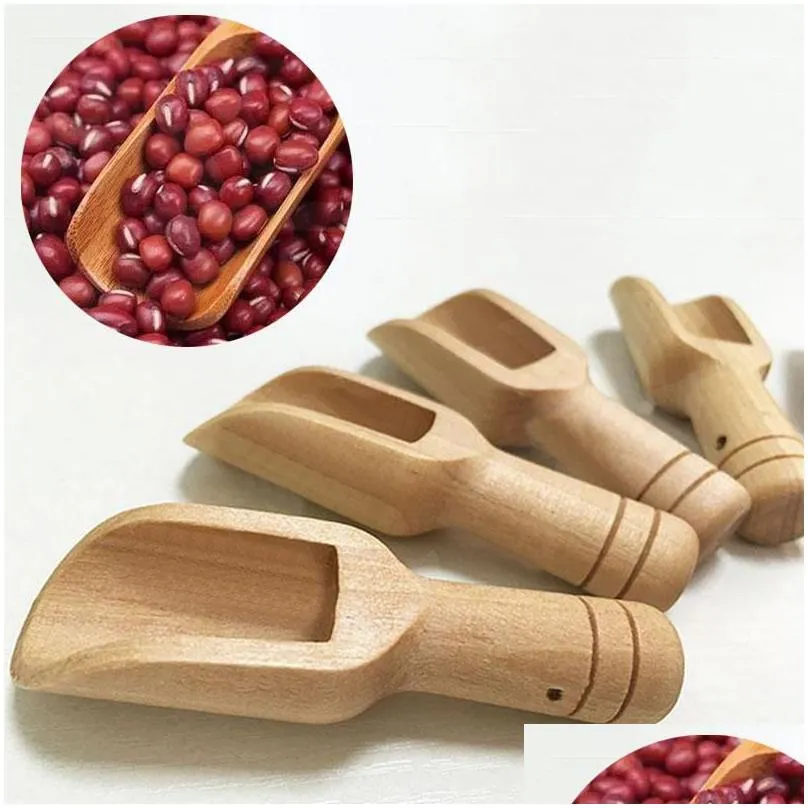 Cucchiai Mini palline di legno Sale da bagno Detersivo in polvere Cucchiaio Caramelle Bucato Tè Caffè Ecologico Giocattolo in legno Forniture da cucina Drop Deli Dherk