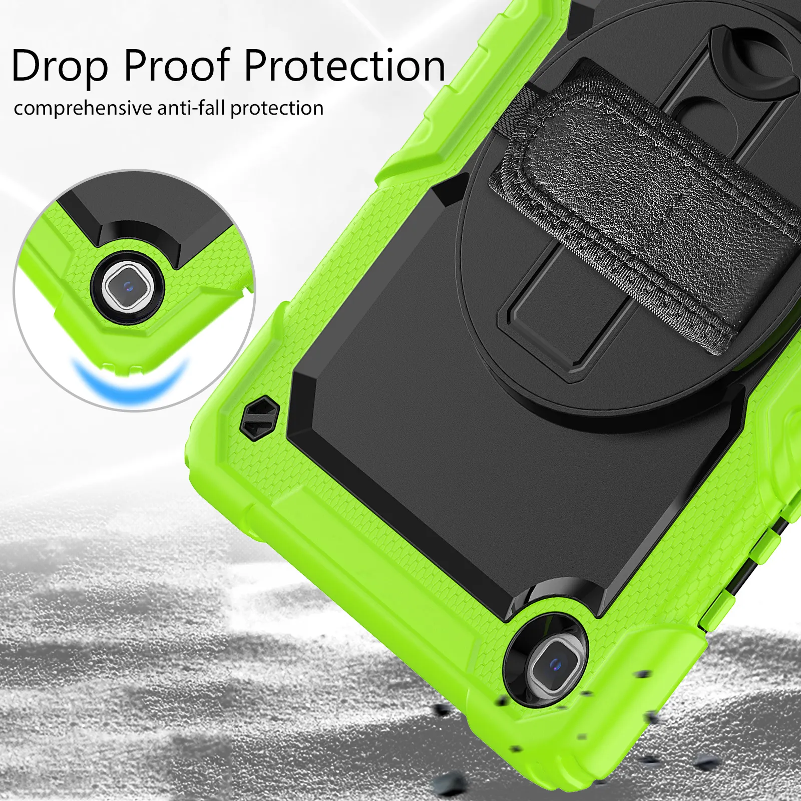 360 Rotating Bracket Hand Strap Cover Smart Case For Samsung Galaxy Tab A7 Lite 8.7 T220 T225 A7 A8 10.4 10.5 S7 S8 Plus Ultra X900 Shockproof Tablet