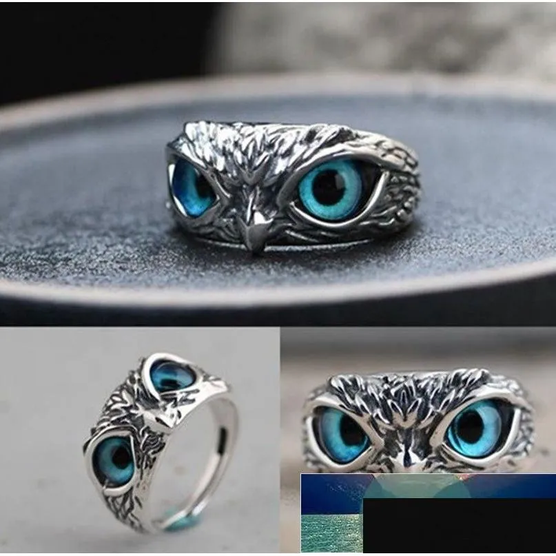 Band Rings Creative Blue Cats Eye Ring For Women Men Vintang Unique Cute Animal Factory Price Expert Design Kvalitet Senaste S DHGARDEN DHCBM