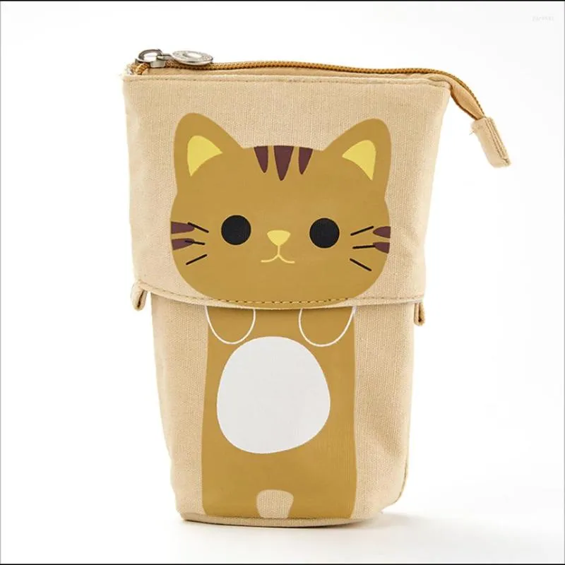 1/2/3 Pencil Holder Bag Box Case Stationery Pens Pouch Supplies Organizer Transformer Cosmetics Accessories Brown