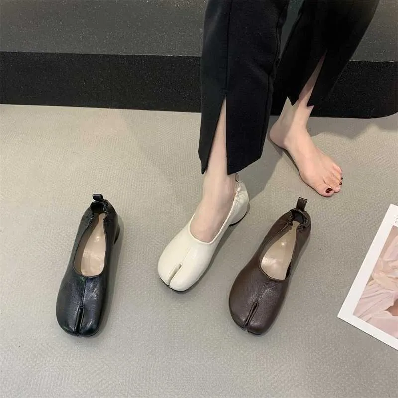 Noir niche cochon unique chaussure femmes automne 2023 nouveau printemps orteil fendu cheval sabot haricot épais talon louche chaussures