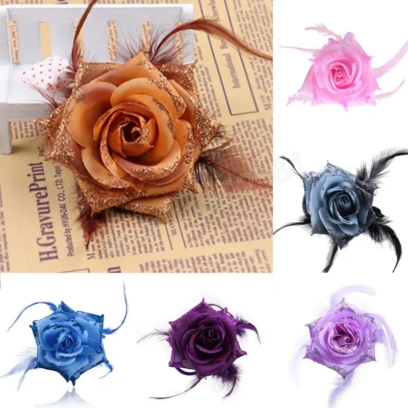 Charms Fabric Flowers Brooches For Women Girls Jewelry Fashion Wedding Rose Flower Brooch Pins Clothing Cloth Accessory