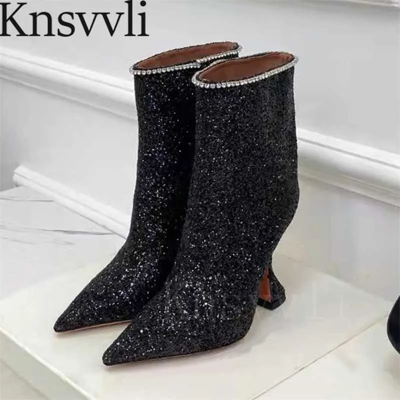 Allen Edmonds Boots Sexy Cup Heels Short Boots Woman Rhinestone
