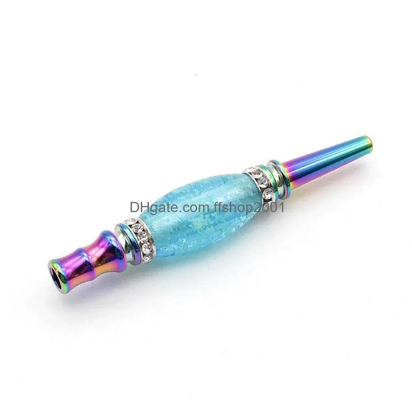 luminous diamond smoking pipes colorful hookah cigarette holder tobacco pipe removable arabian smok accessories dhs