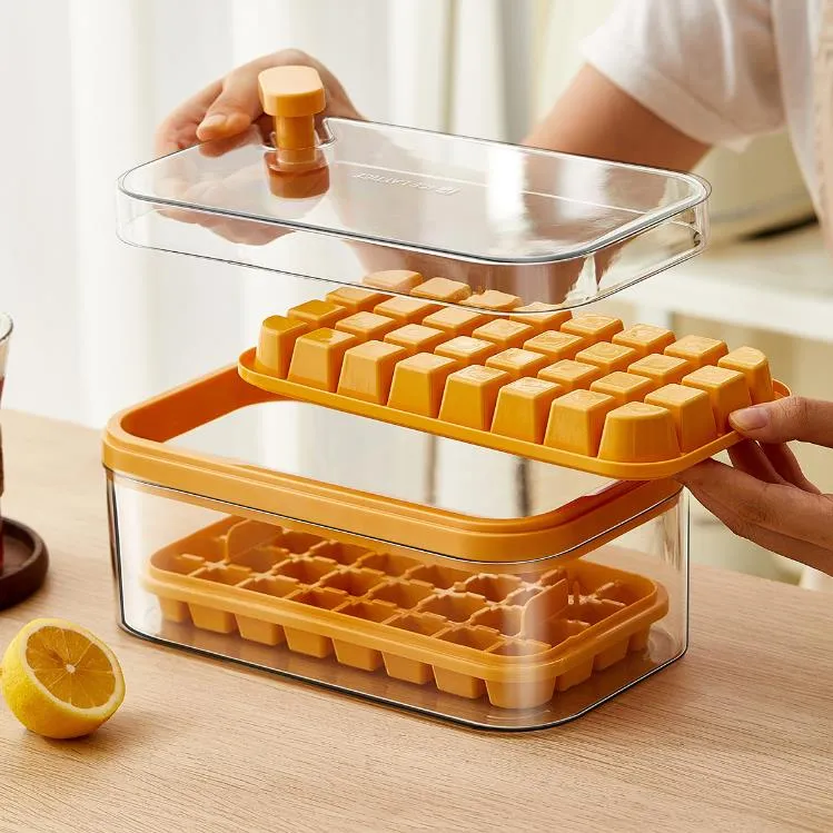 Ice Cube Maker With Storage Box Silicone Press Type Ice-Cube Makers Ice Tray Making Mould For Bar Gadget Kitchen Accessories SN4156