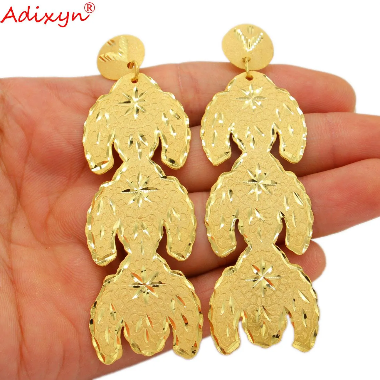 Милые серьги Adixyn Dubai с узлом для женщин, 24-каратное золото, медь, легкие ювелирные изделия, африканские, индийские женские изделия N01316