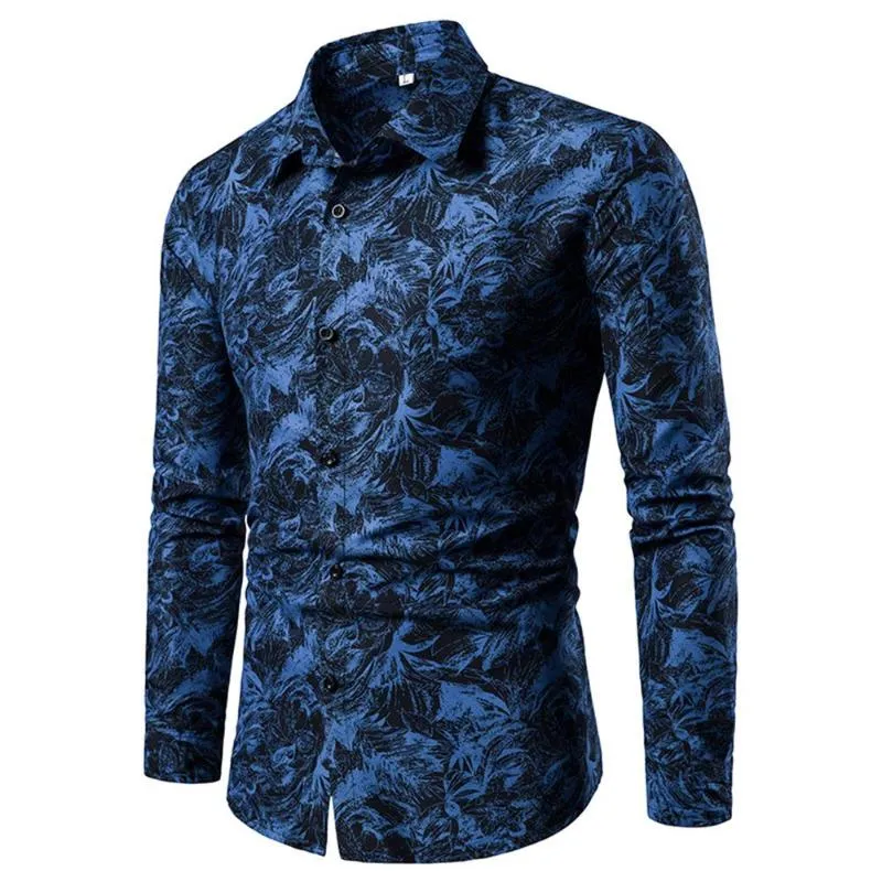 Chemises décontractées pour hommes Debracat hommes Blouses à manches longues automne hiver Floral mode chemise hauts boutonné fête formelle