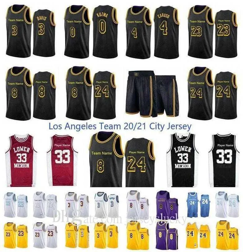 Najwyższej jakości Los City Angeles Lower Merion 33 Player Anthony 3 Davis 23 Player 14 Gassol 4 Caruso 0 Kuzma Black Mamba Basketball