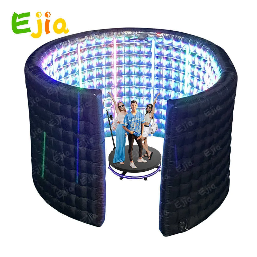 Cabine photo gonflable avec lumières LED RVB, toile de fond portable pour fêtes et locations, avec souffleur d'air