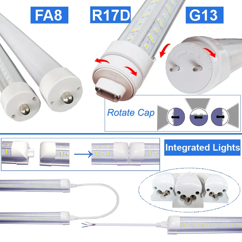 12 Pack T8 8FT LED Tube Lights – 45W, 6500K Daylight, FA8 Single Pin, 2000+ Lumens, Clear White, For Garage/Shop, Cnsunway - View #2
