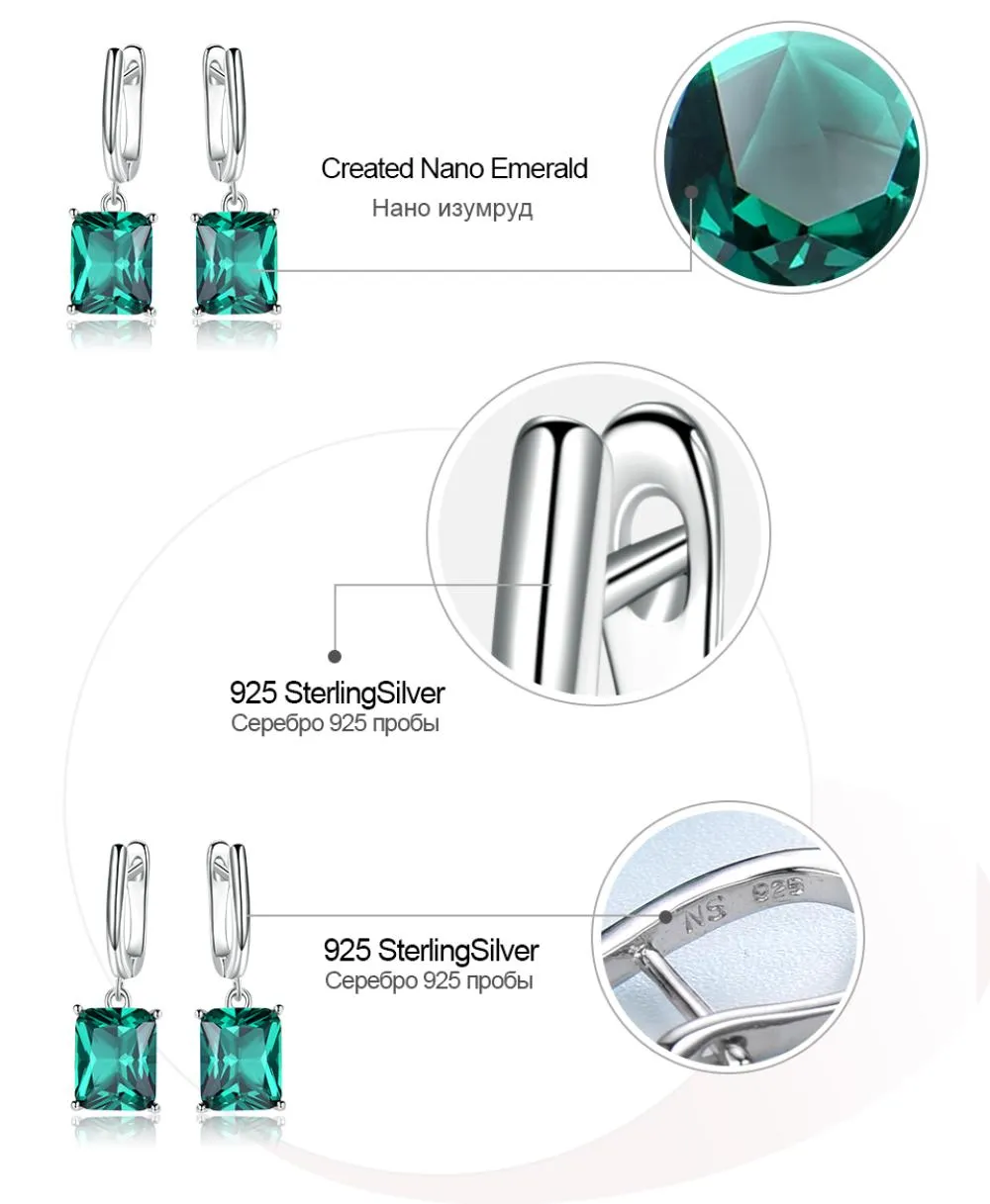 UMCHO ﾠﾠEmerald 925 sterling silver earring for women EUJ094E-1-pc (7)