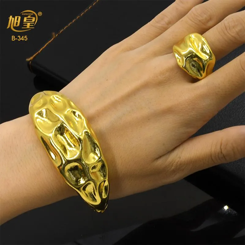 Bangle Xuhuang Dubai Charm Gold Color Bangles z pierścieniem Miedziana biżuteria dla kobiet panowie afrykańska arabska bransoletka Prezenty Party Prezenty