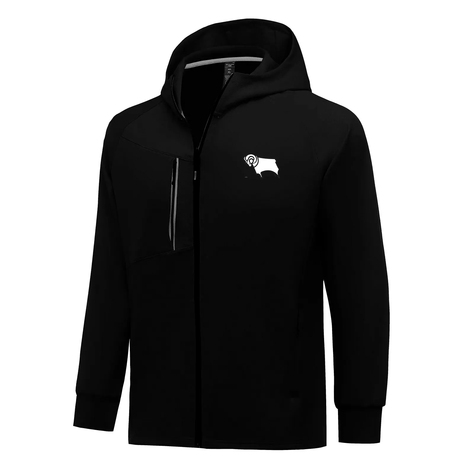 Derby County F.C. Erkek Ceket Sonbahar Sıcak Palto Dinlenf Dış Mekan Jogging Kapüşonlu Sweatshirt Tam Fermuar Uzun Kollu Günlük Spor Ceketi