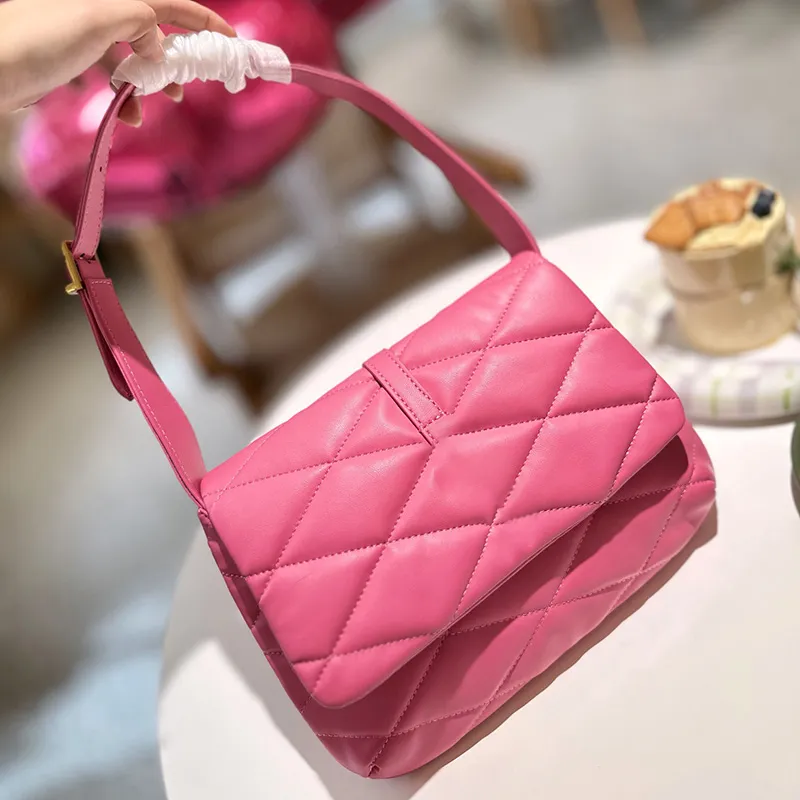 Bolsas de ombro de luxo designer acolchoado sacos crossbody sacos de mensageiro de alta qualidade couro genuíno mini totes bolsas corrente sacos moda feminina bolsa rosa