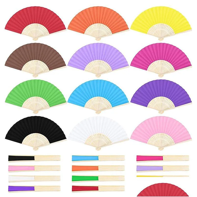 Party Favor Candy Color Diy Folding Fan Single Sided Paper Childrens Painting Gift Drop Delivery Home Garden Festive Supplies Event Dhfdj