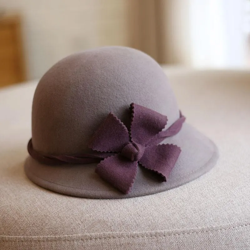 Cappelli a tesa avari Lana invernale da donna con decori floreali Tutti i fiammiferi Moda fedora Retrò eleganti secchi Cappello autunnale causale all'aperto