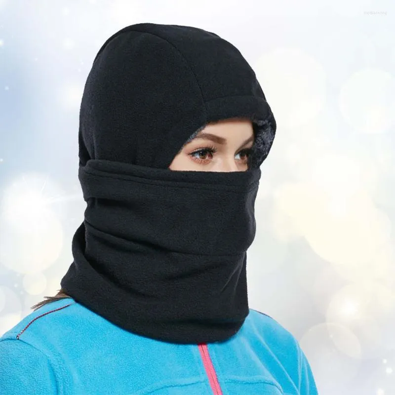 Bandanas hiver extérieur hommes et femmes en peluche épaissi coupe-vent visage chaud chapeau (noir)