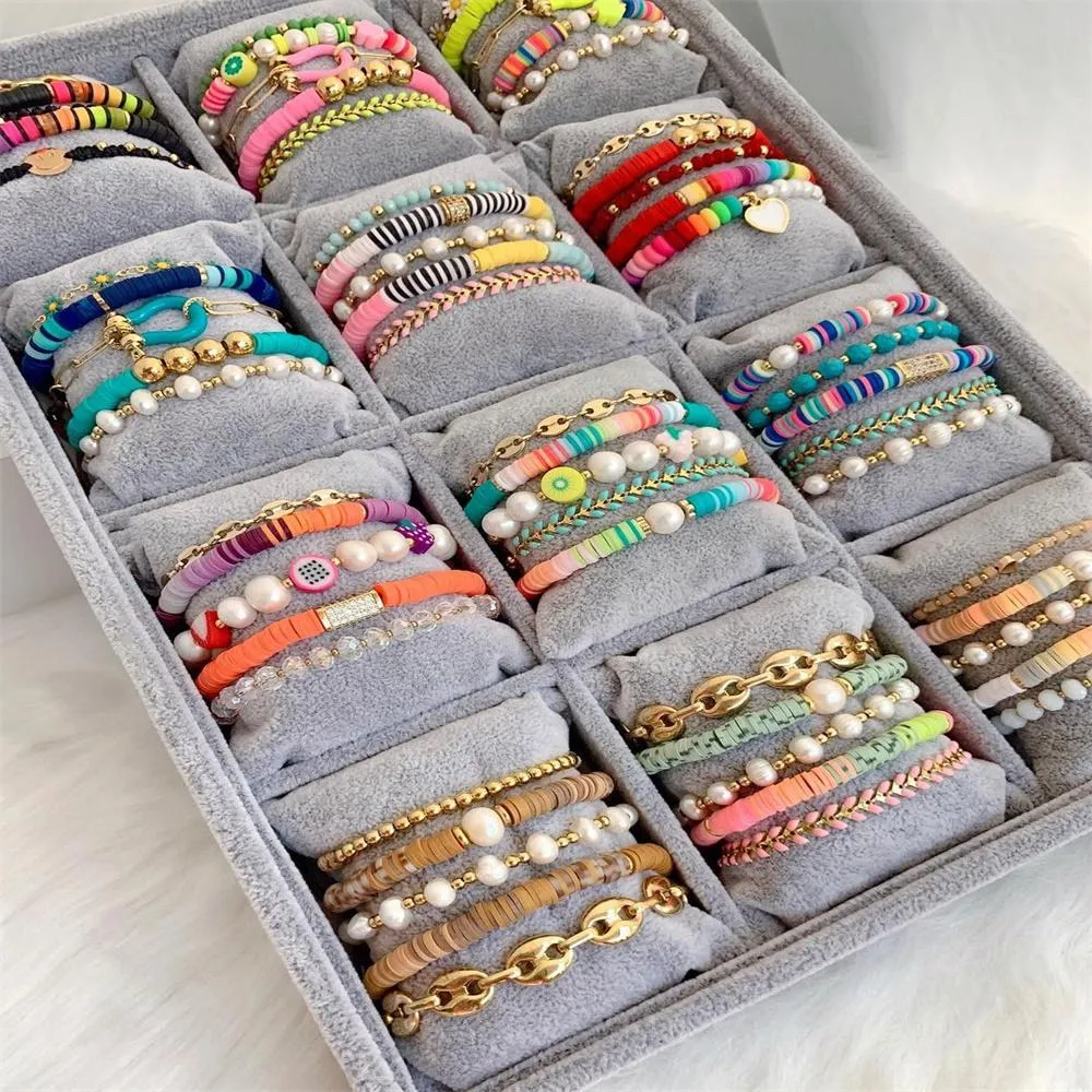 أساور الأساور KKBEAD Natural Pearl Set Polymer Clay Heishi Beaded Beaded Bracelets مجموعات للنساء هدية المجوهرات المجوهرات