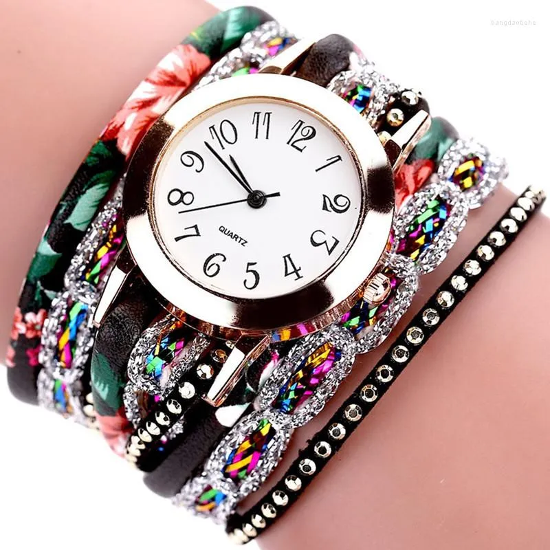 Bilek saatleri Patlama Patlama Kadın Sargısı Uzun Strap Kuvars Moda Baskı Kemeri Bayanlar Reloj De Mujer