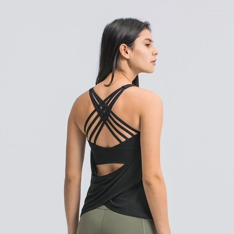 Yoga outfit Sexig sportbh för kvinnor Gym Underkläder Fitness Wear Crop Top Two-Piece Cross Straps Beauty Corset Back Active Clothing