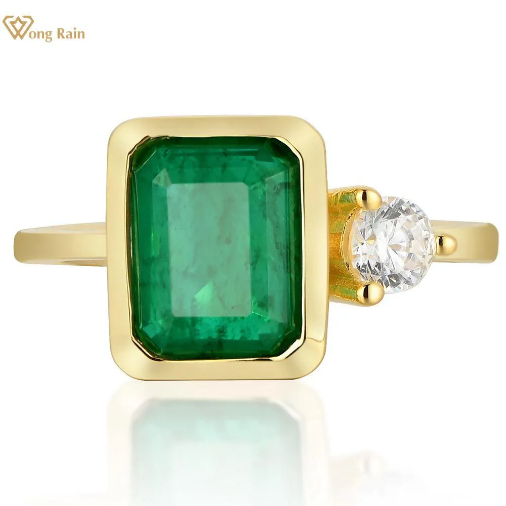 Anéis wong chuva 925 prata esterlina esmeralda diamantes de alto carbono casamento gemstone wedd