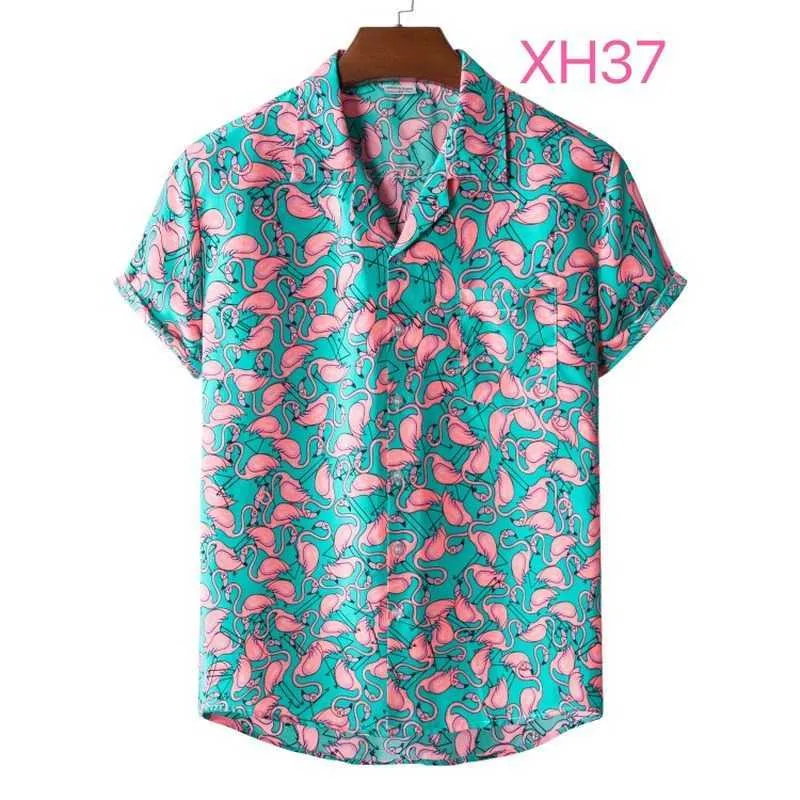 Camicie casual da uomo Camicia a fiori da spiaggia hawaiana Camicie da uomo estive a maniche corte in stile Hawaii a maniche corte con stampa di fenicotteri Taglie forti Camicie da uomo Spedizione gratuita AA230523