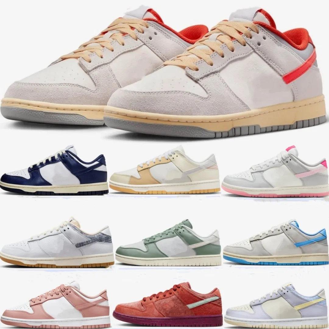 Pink Orange Dunks Mens Basketball Shoes Low Heel, Airbrushed