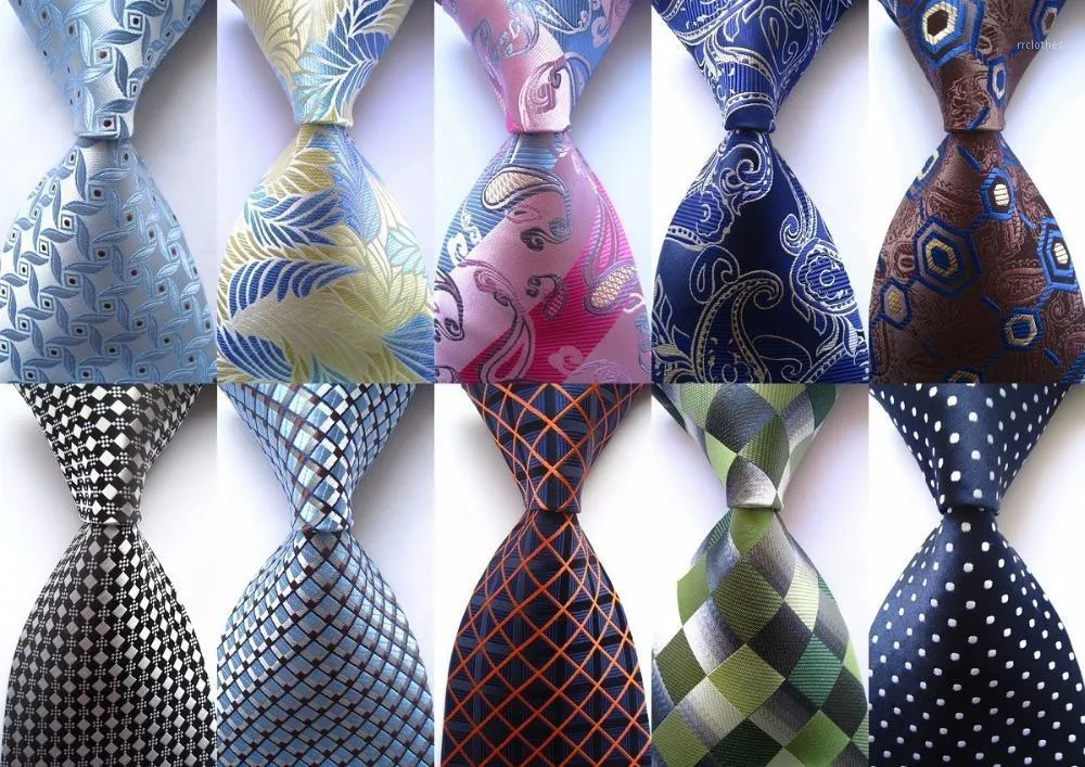 Neck Ties Classic Paisley Dot Check Floral Mix Color Tie JACQUARD WOVEN Silk Men Formal Business Wedding Party Necktie1