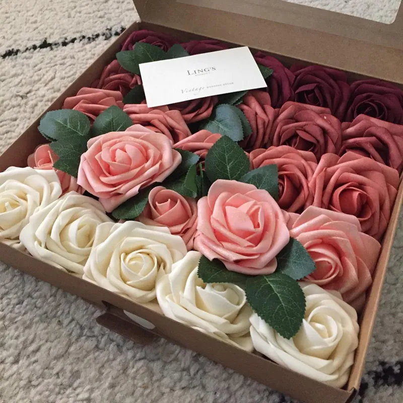 Fleurs décoratives couronnes 102030 têtes 8cm artificiel per mousse de rose fleur de bouquet pour le scrapbooking de fête de mariage bricolage 230522