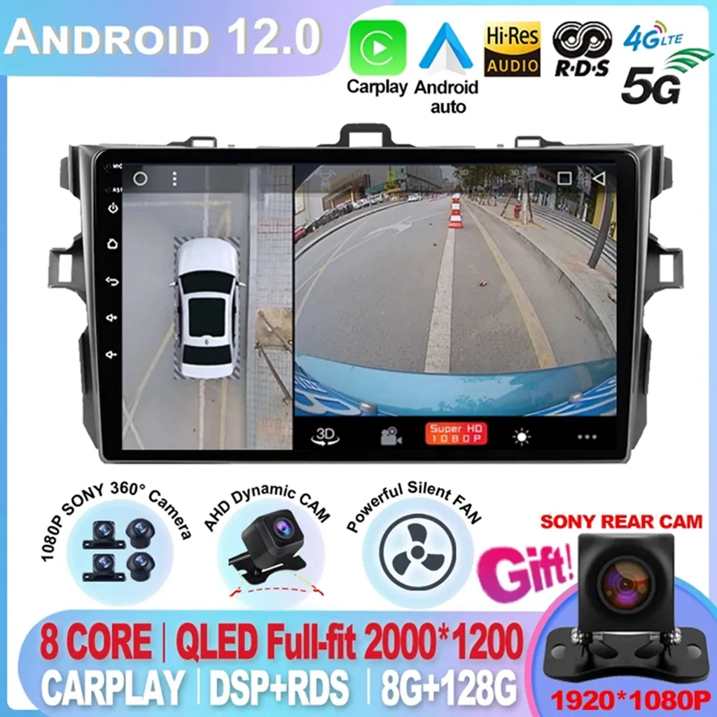 Pour Toyota Corolla E140 150 2006-2013 8 Core 2Din Android 12.0 Autoradio stéréo multimédia lecteur vidéo Autoradio Carplay gps-4