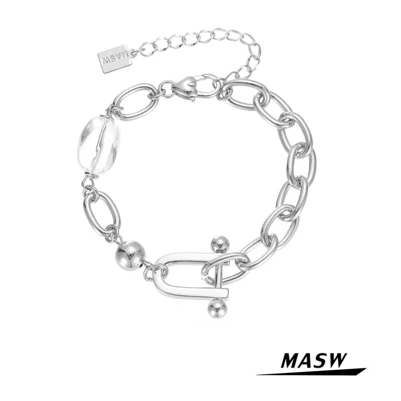 Bangle Masw Original Design High Quality Chain Armband 2021 Ny trend One Layer Geometric Charm Fashion Women smycken armband gåvor