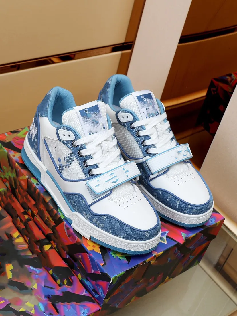 designer shoes for mens Since woman Trainer men shoes sneakers black White green blue denim leather New arrive Casual sneaker Size 35 46