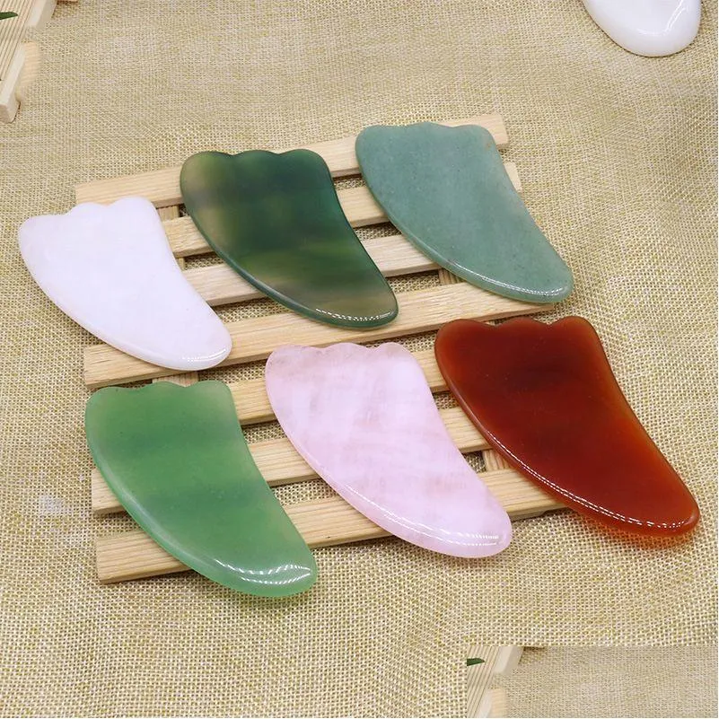 Party Favor Natürliche Jade Scra Board Gesichts Masr Gua Sha Boards Jade Roller 5 Stile Drop Lieferung Hausgarten Festliche Lieferungen Event Dh7Qr