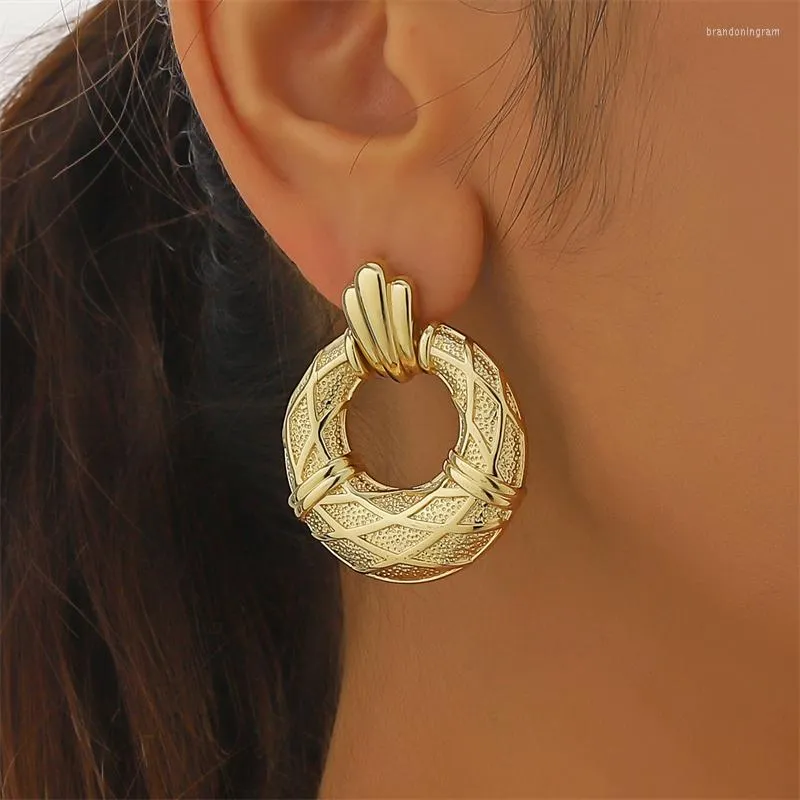 Hoop Earrings European And American Large Drop For Women Hollow Statement Geometric Gold Earring 2023 Trend Fashion Jewelry Gift