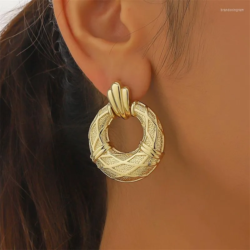 Boucles d'oreilles créoles européennes et américaines grande goutte pour les femmes creux déclaration géométrique or boucle d'oreille 2023 tendance mode bijoux cadeau